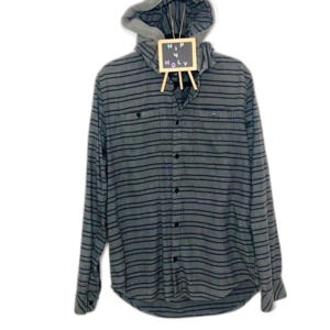 O’NEILL Button Down striped Hoodie Gray Size Small